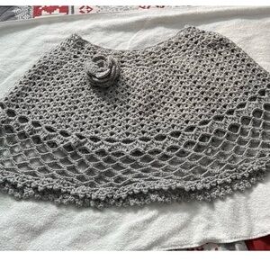 Gray Crochet Skirt with Floral Detail
